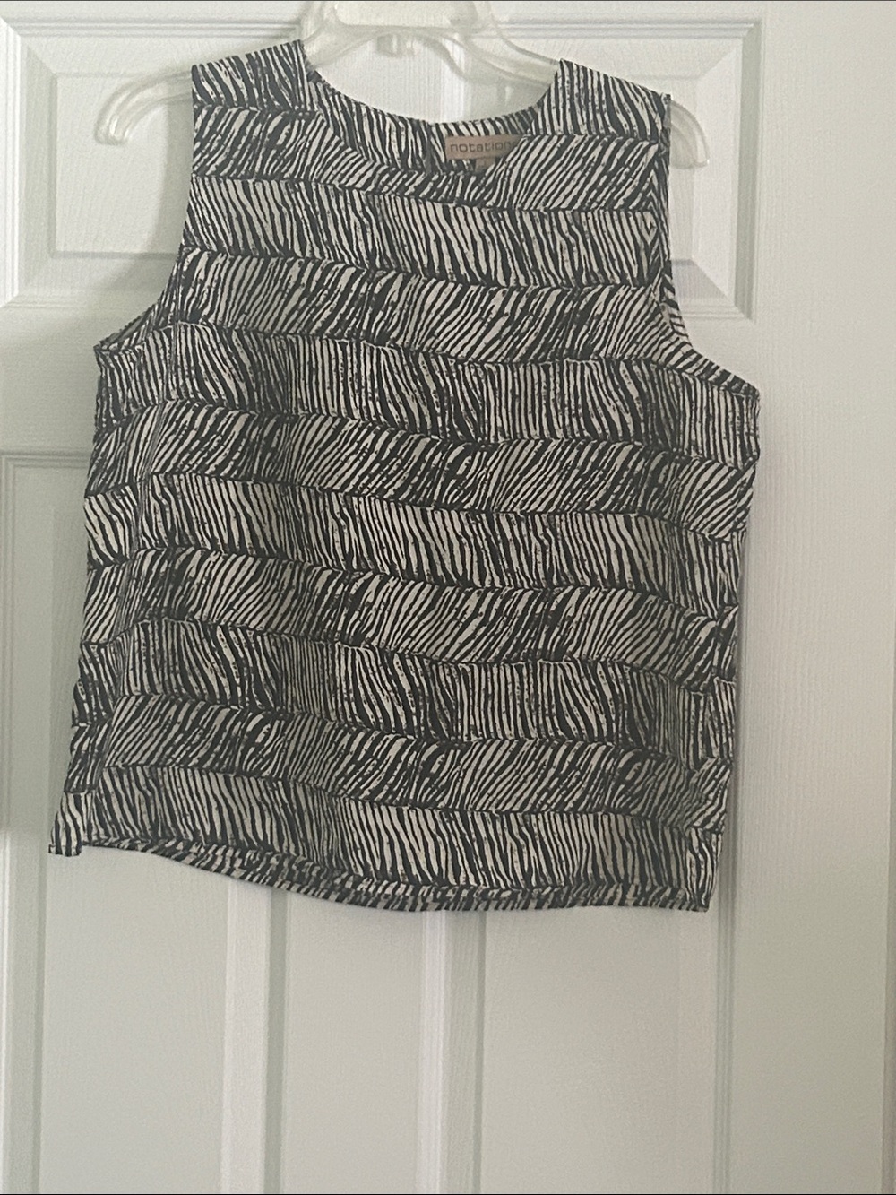 Notations Black and White Zebra-Print Sleeveless Camisole